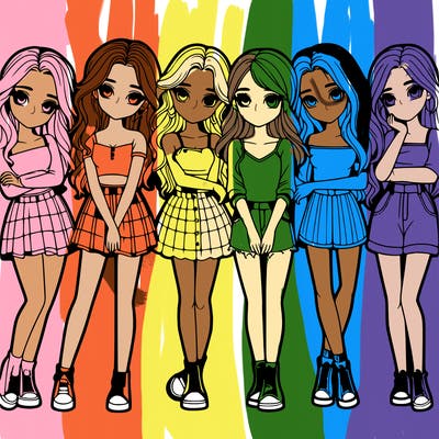 a group of girls realistic