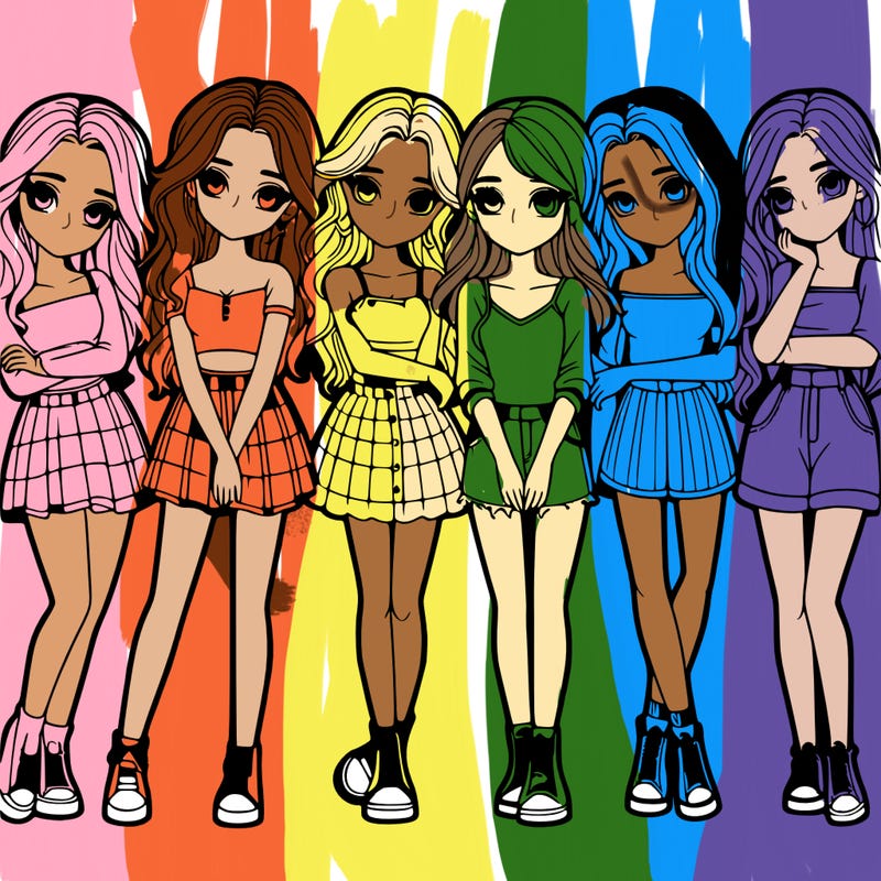 a group of girls realistic