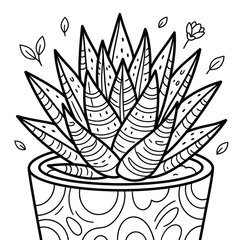Meet our charming Haworthia succulent, ready for a burst of color from your little artist! This delightful plant coloring page is designed especially for kids, offering simple outlines and fun patterns to explore.
