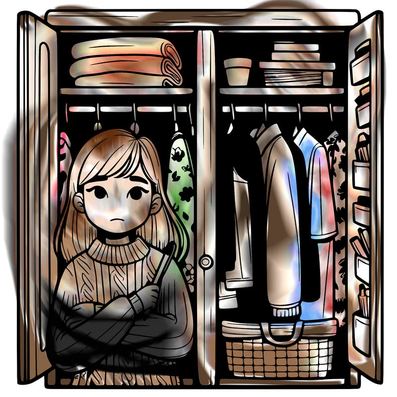 a realistic girl locked in a closet