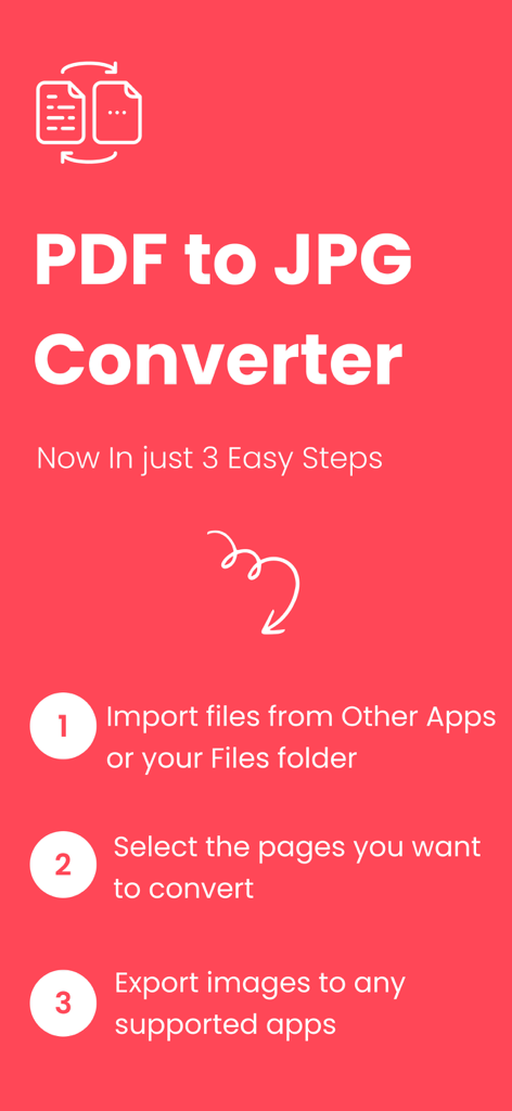 A graphic showing the three easy steps to convert PDF documents into high quality JPG images