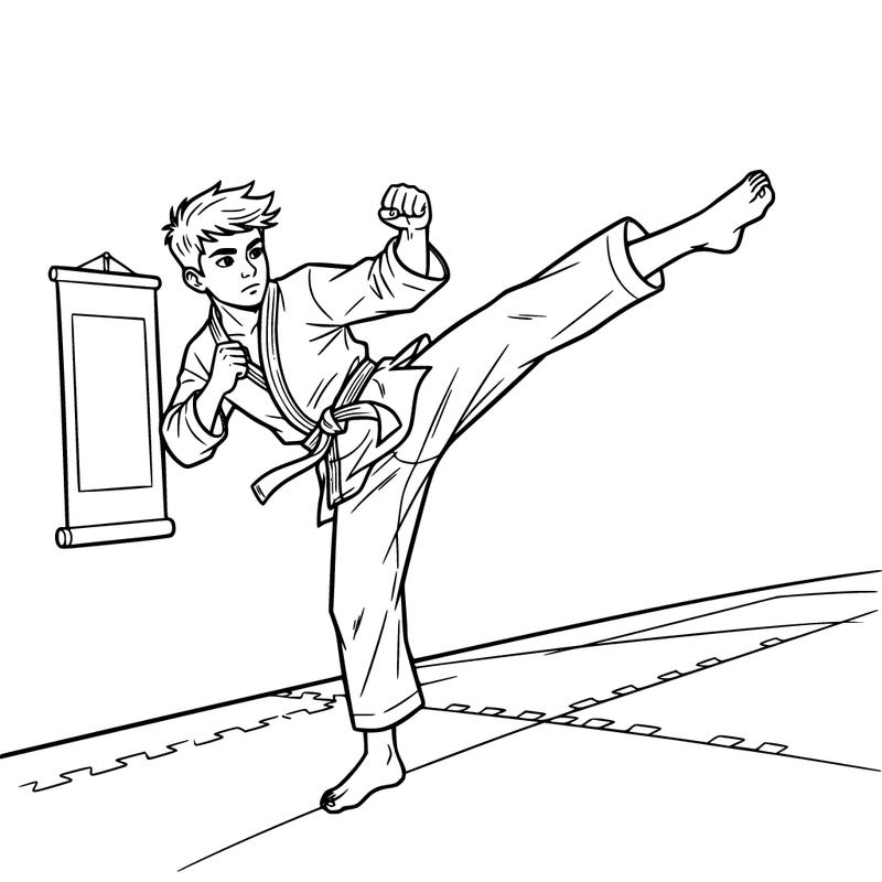 teen boy doing martial arts