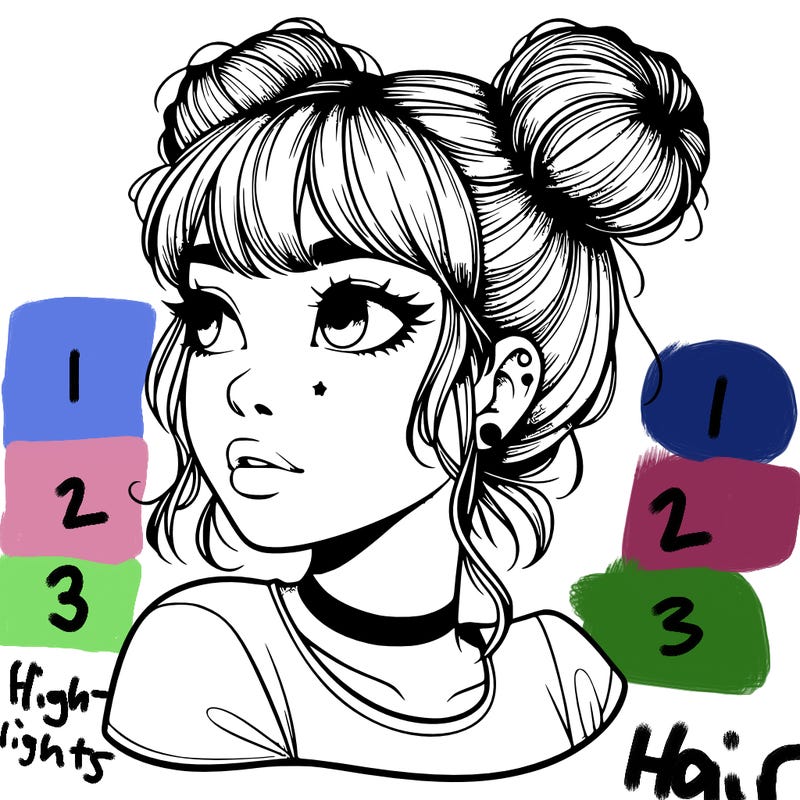 realistic girl with spacebuns