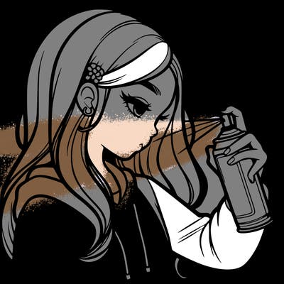 a realistic girl spray painting