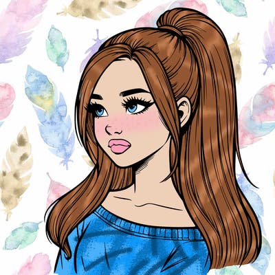 realistic girl with a high ponytail