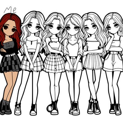 a group of girls realistic