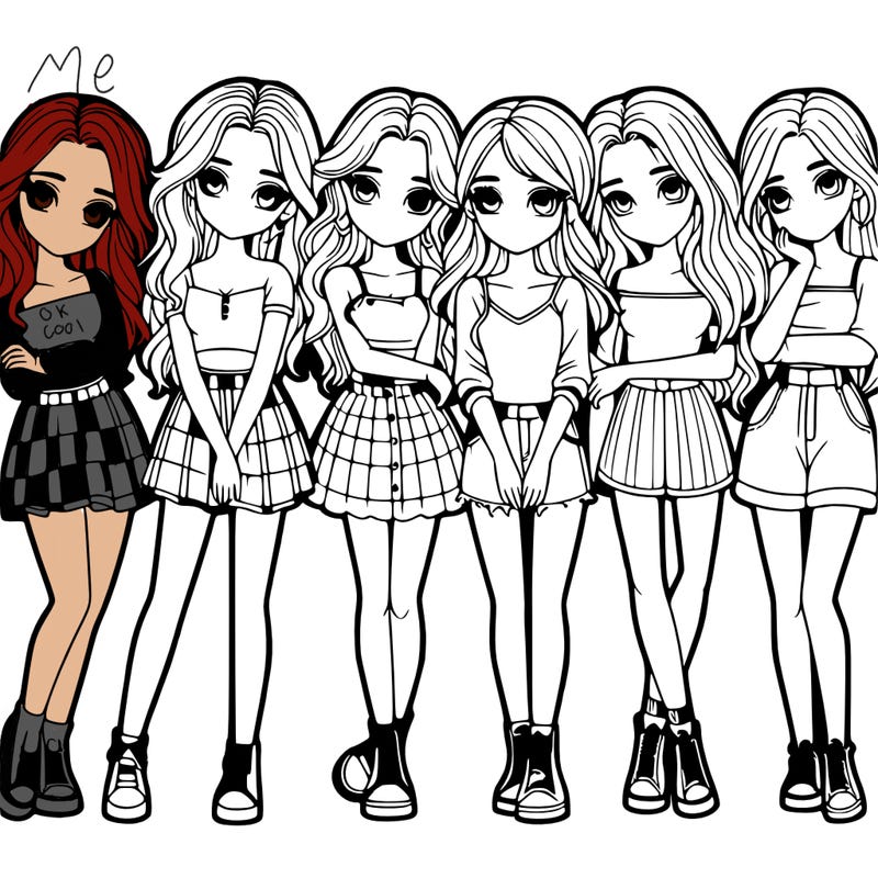 a group of girls realistic