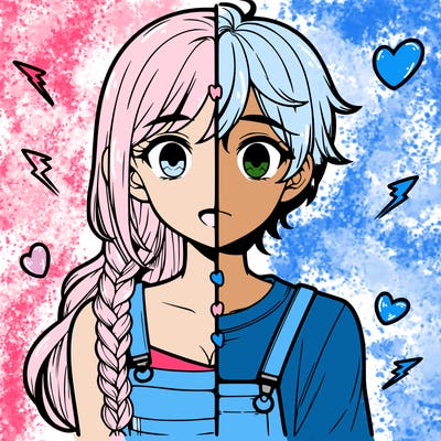 realistic girl boy split