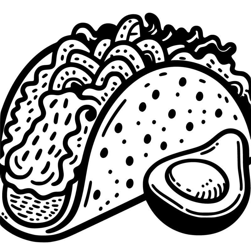a taco with guacamole.