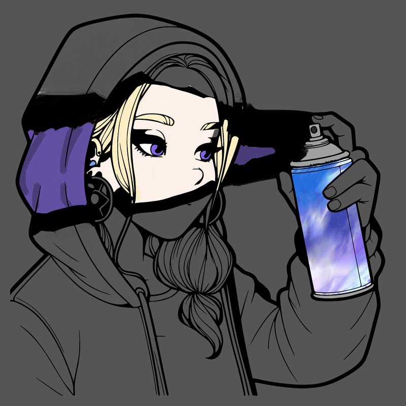 a realistic girl, spray painting