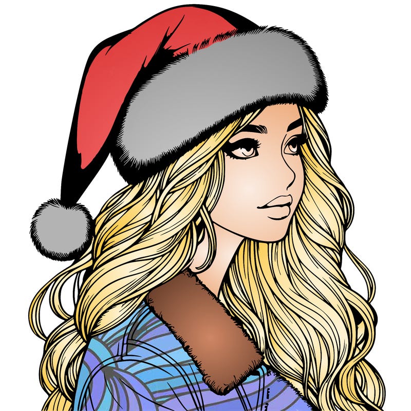 realistic girl in santa hat