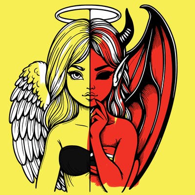 realistic angel half demon