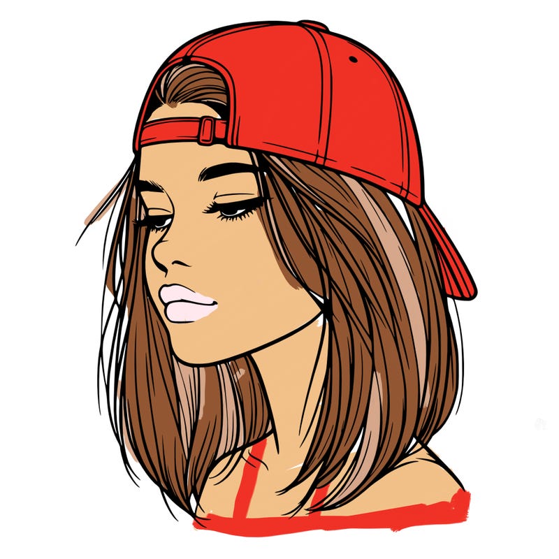 realistic  girl with a backwards hat