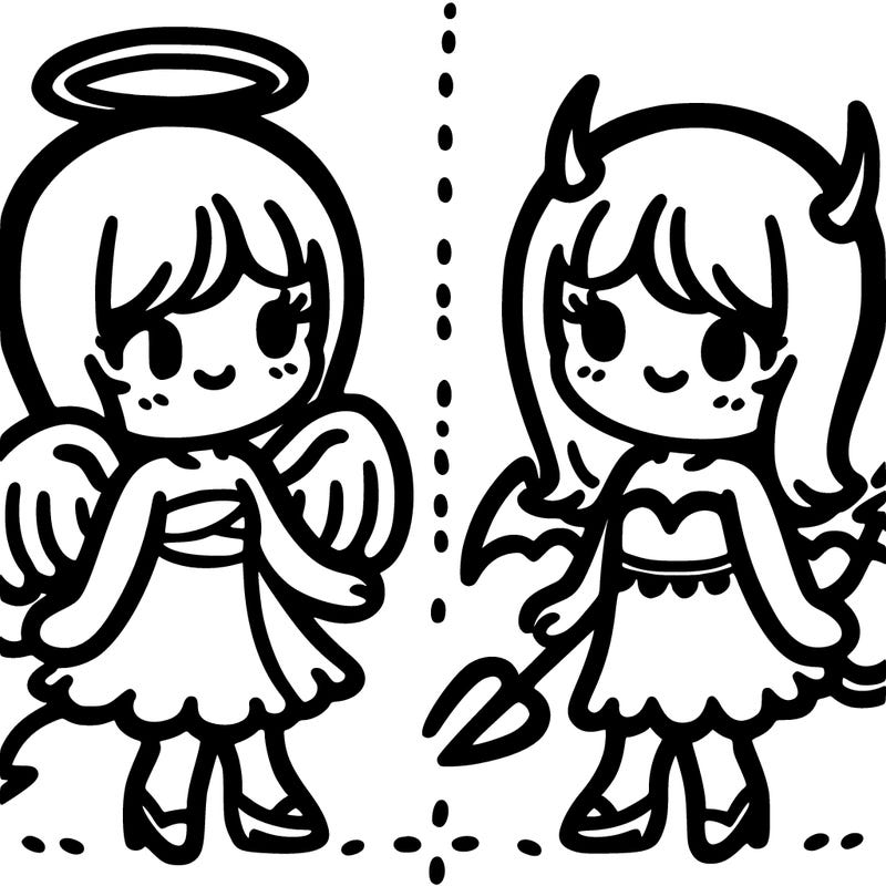 angel devil side by side