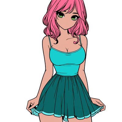 realistic girl in short dress