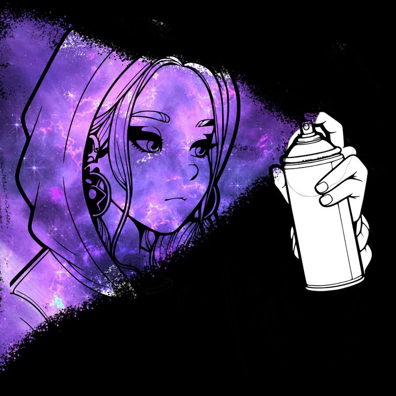 a realistic girl, spray painting