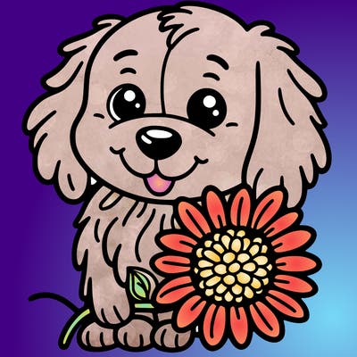 dog with a sunflower