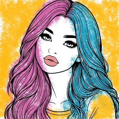 realistic girl with hair on her hair and lips