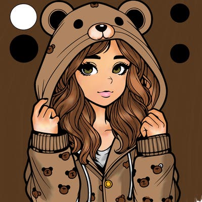 realistic girl in a animal pjs hoodie