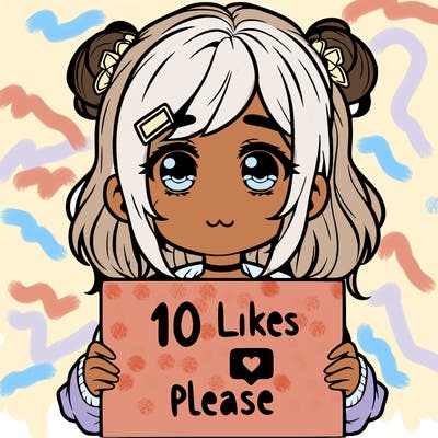 a girl with a sign saying 10 likes please