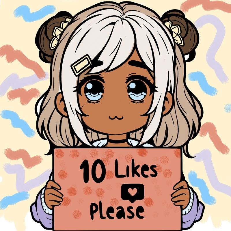 a girl with a sign saying 10 likes please