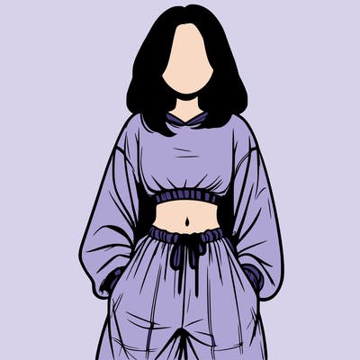 realistic girl faceless with baggy pants and a crop top