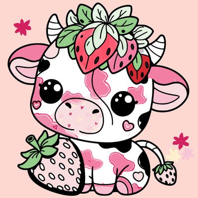 cute strawberry cow