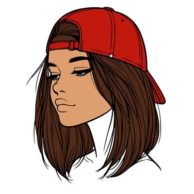 realistic  girl with a backwards hat