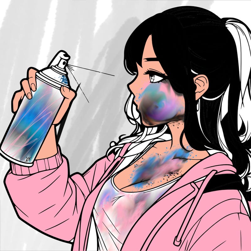a realistic girl spray, painting
