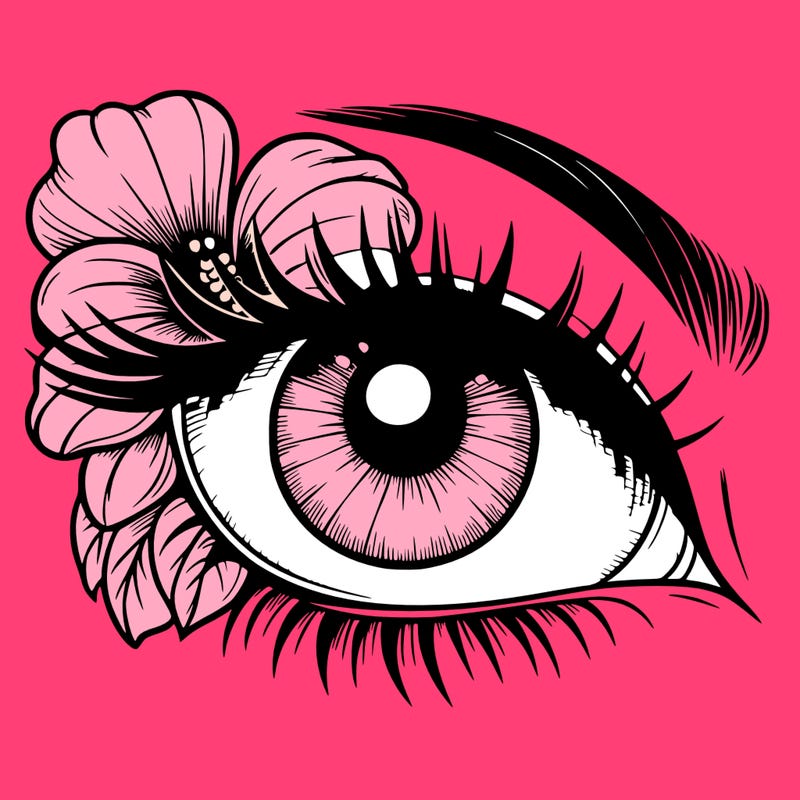 realistic eye with flower