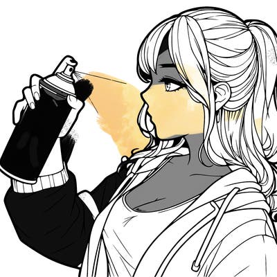 a realistic girl spray, painting