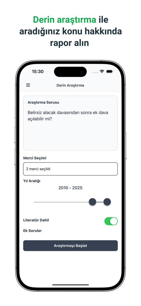 De Jure AI - De Jure AI app screen for deep legal research search and document filtering