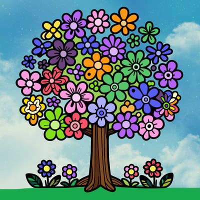 a tree made of flowers