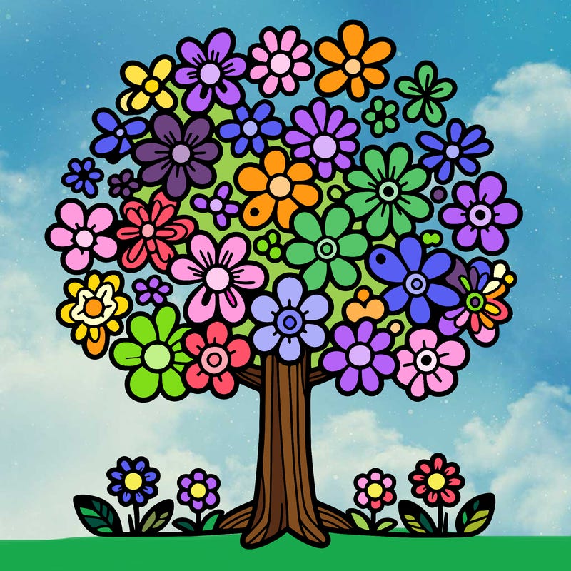 a tree made of flowers