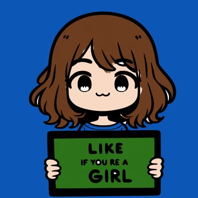 a cute girl holding a sign that says like if you’re a girl