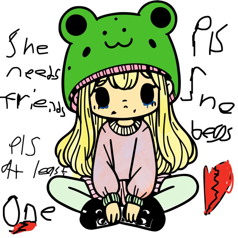 a girl wearing a frog hat and some frog socks