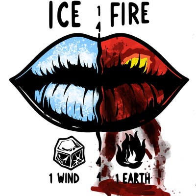 realistic lip split in fourth . 1 fourth ice 1 fire 1wind 1 earth