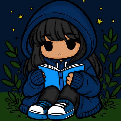 girl in oversized hoodie reading a book