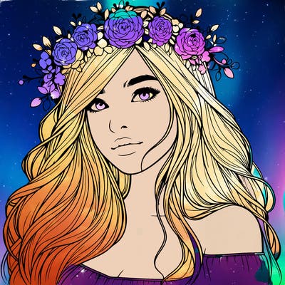 realistic girl with flower crown