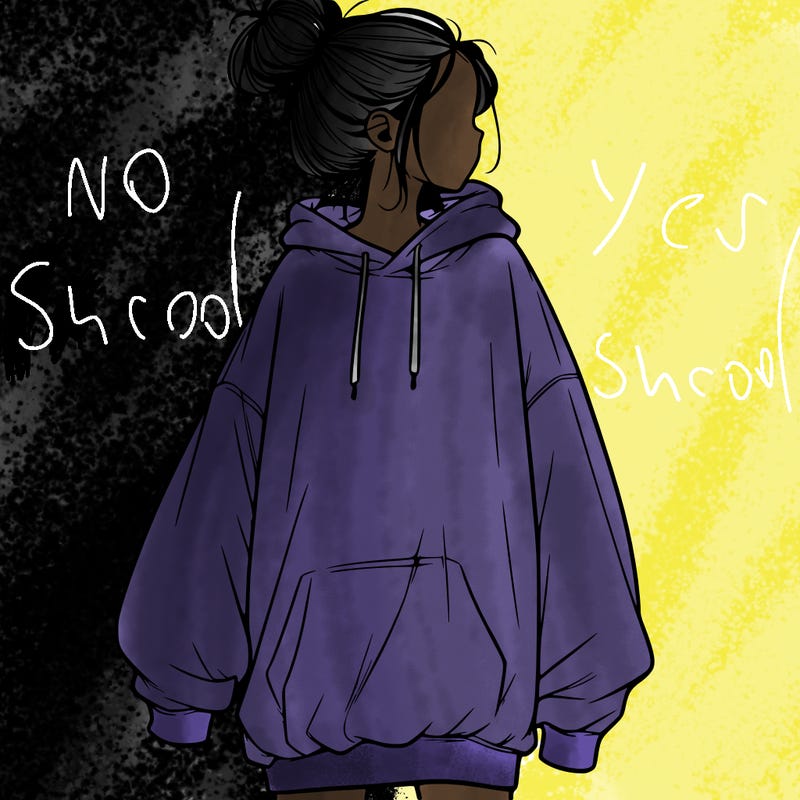 realistic girl with a oversized sweatshirt on and a bun