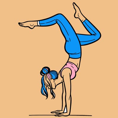 a woman doing a handstand
