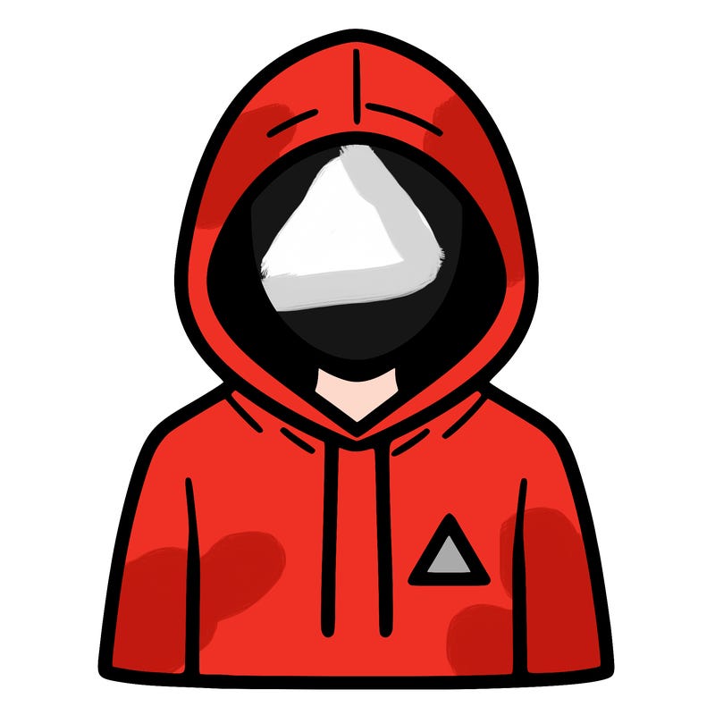 a person with non face waering a hoodie with a small triangle symbol