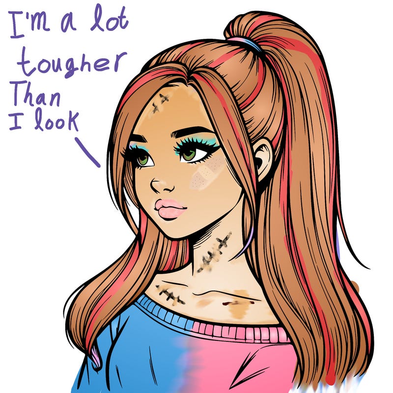 realistic girl with a high ponytail