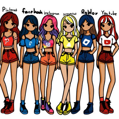 a group of girls wearing crop tops and shorts