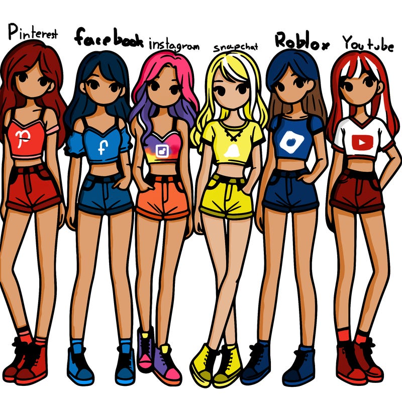 a group of girls wearing crop tops and shorts