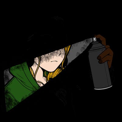 a realistic girl, spray painting