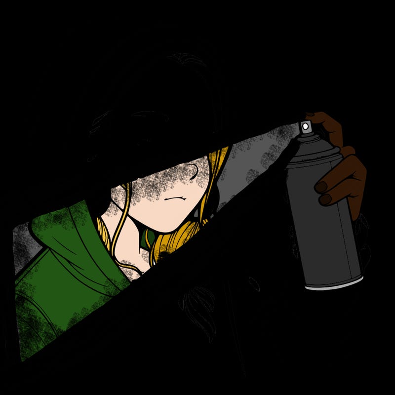 a realistic girl, spray painting