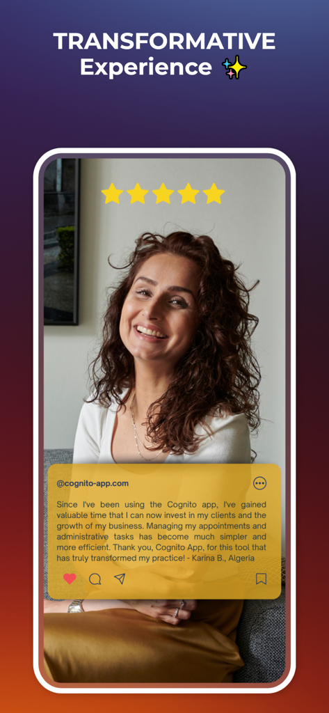 Five star user testimonial for Cognito App coaching software