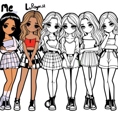 a group of girls realistic