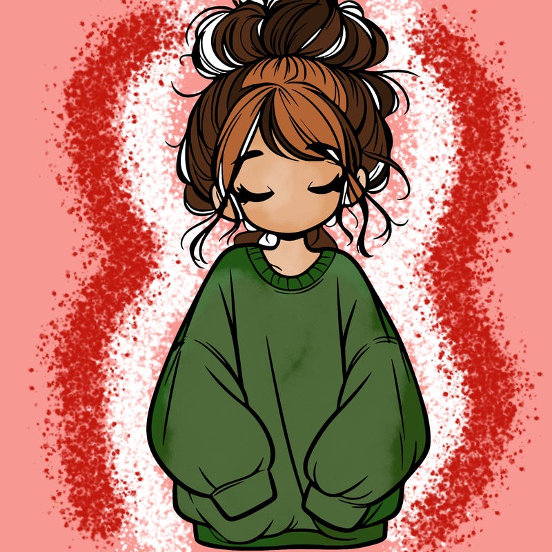 girl with baggy sweatshirt and messy bun
